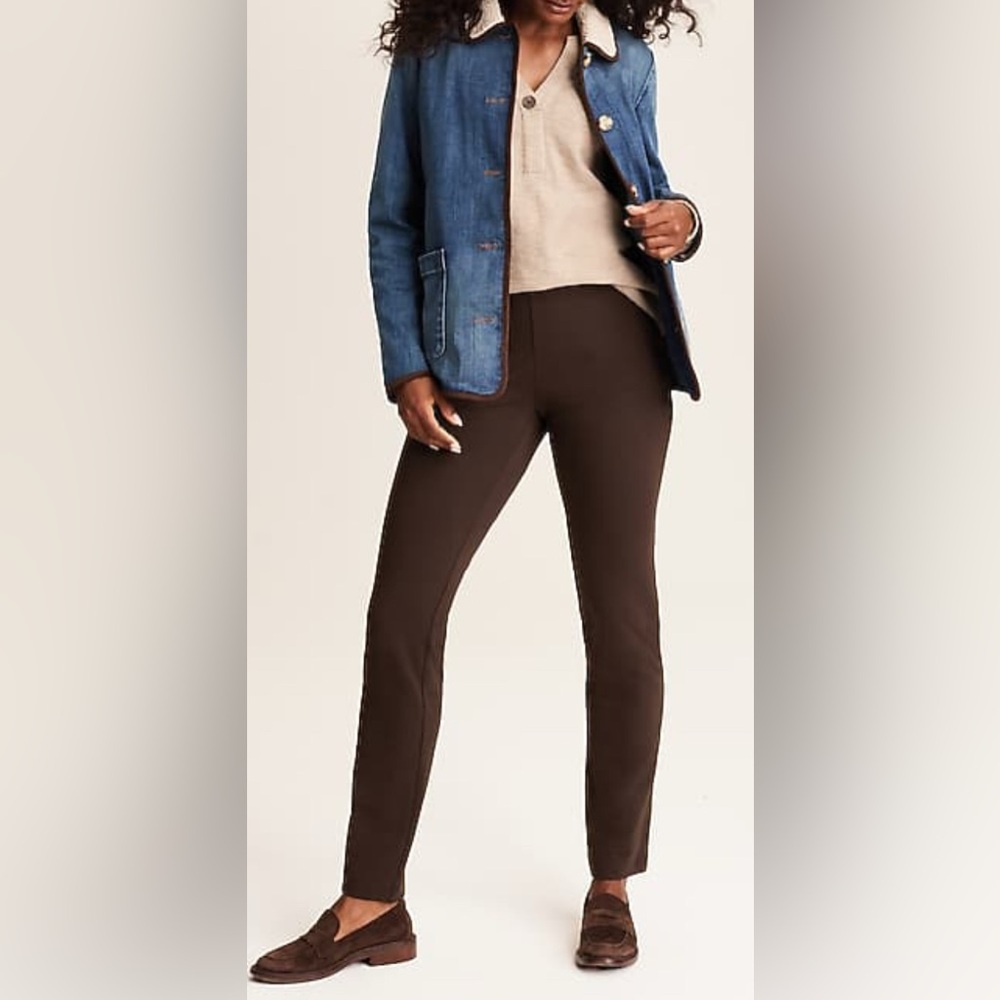 Pure Jill Affinity Slim-Leg Pants in Chocolate